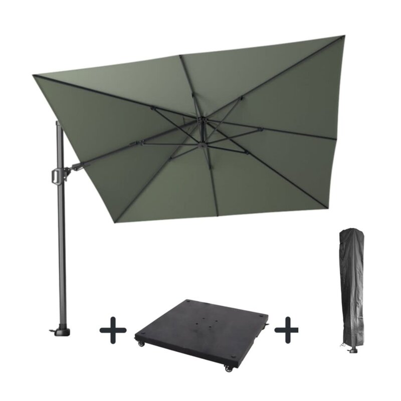 Platinum Platinum Challenger T2 free arm parasol SET - 300x300 w. 90KG BASE ON WHEELS and PROTECTIVE COVER