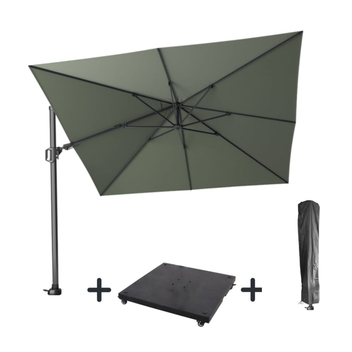 Platinum Platinum Challenger T2 zweefparasol SET - 300x300 - met 90KG VOET OP WIELEN en AFDEKHOES -