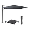 Platinum Challenger T1 3x3 free arm parasol SET - 3x3m square - 90KG GRANITE BASE ON WHEELS AND A COVER