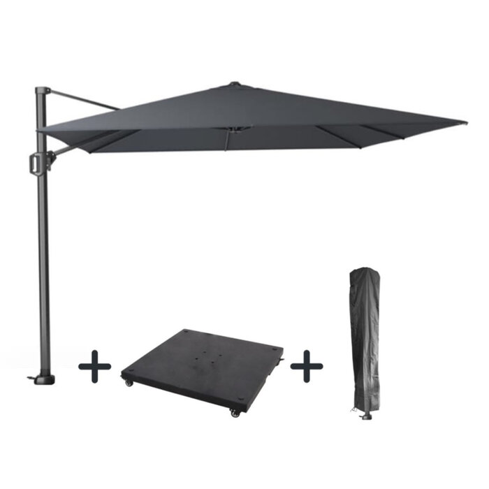 Platinum Platinum Challenger T1 3x3 free arm parasol SET - 3x3m square - 90KG GRANITE BASE ON WHEELS AND A COVER