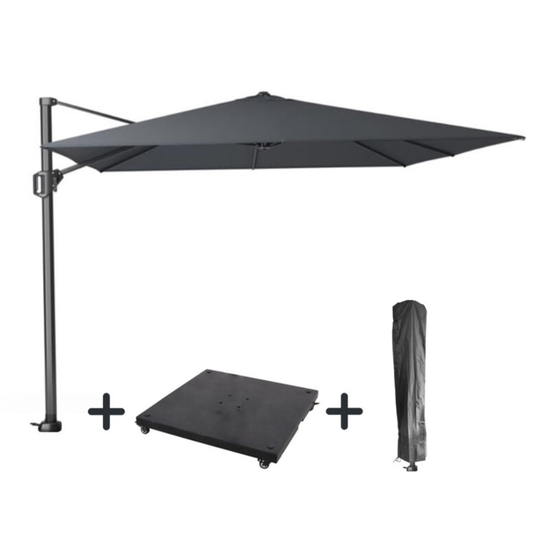 Platinum Platinum Challenger T1 3x3 free arm parasol SET - 3x3m square - 90KG GRANITE BASE ON WHEELS AND A COVER