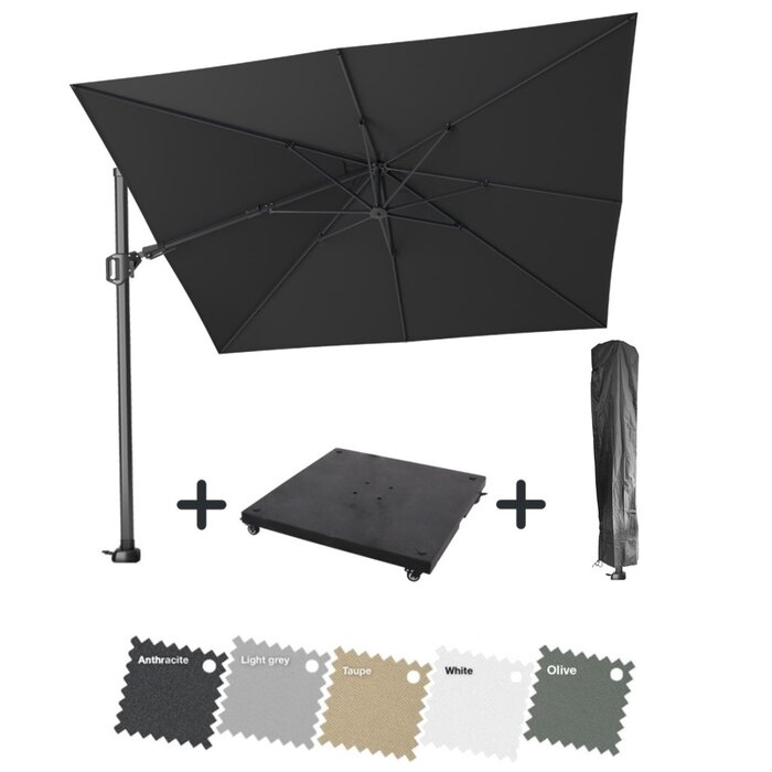 Platinum Platinum Zweefparasol SET Challenger T2 - 300x300 w. 90KG BASE ON WHEELS and PROTECTIVE COVER