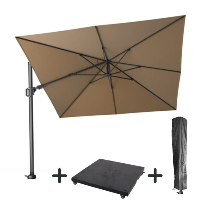 Platinum Platinum Zweefparasol SET Challenger T2 - 300x300 w. 90KG BASE ON WHEELS and PROTECTIVE COVER
