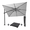 Platinum Challenger T2 free arm parasol SET - 300x300 w. 90KG BASE ON WHEELS and PROTECTIVE COVER
