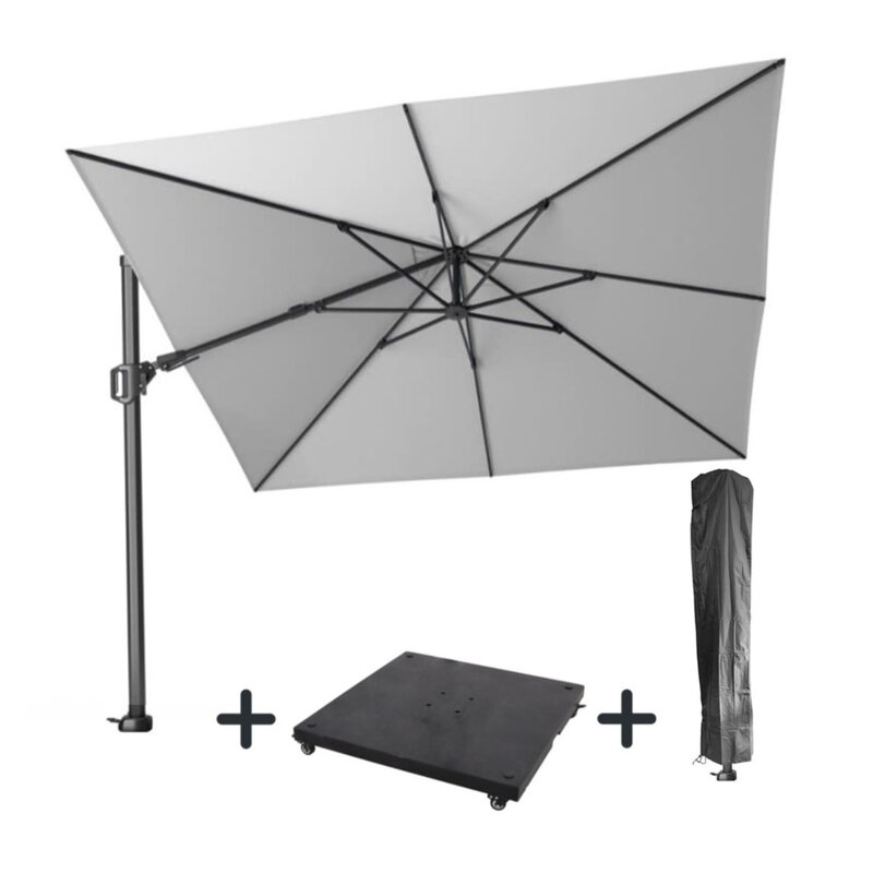 Platinum Platinum Challenger T2 zweefparasol SET - 300x300 - met 90KG VOET OP WIELEN en AFDEKHOES -