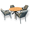 Tierra Outdoor  5-piece Garden set with 4 Liv armchairs Charcoal gray and a table Orbital teak 120cm