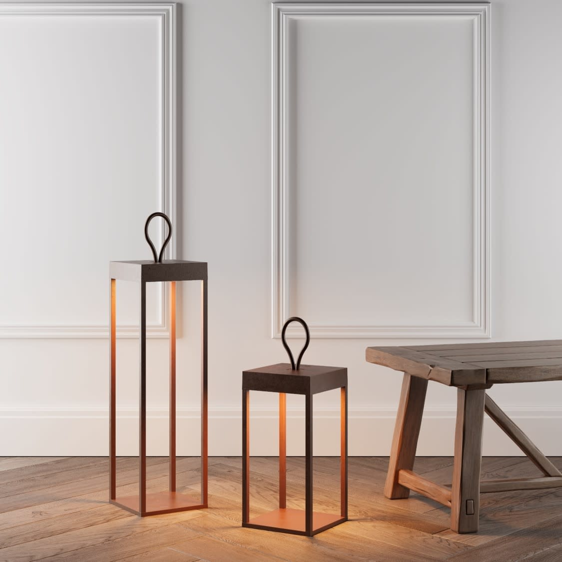 Qoozii Lantern Bali 50cm -Corten Rustic - LED