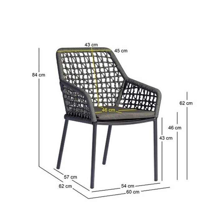 Kettler Kettler SPEZIA stapelfauteuil grey alu - GRIJS ROPE +kussen