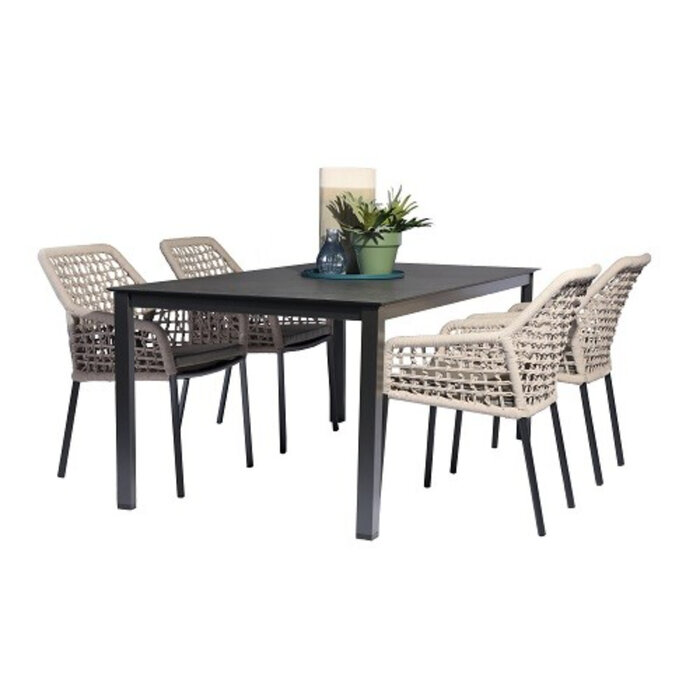 Kettler Kettler SPEZIA stackable aarmchair greu alu - NATURAL ROPE +cushion