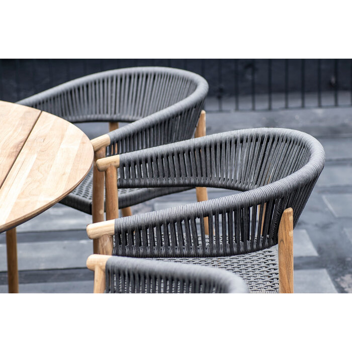 Traditional Teak Traditional Teak Marcella dining stacking chair teak including cushion ash gray