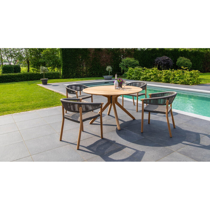 Traditional Teak Traditional Teak Marcella dining stacking chair teak including cushion ash gray