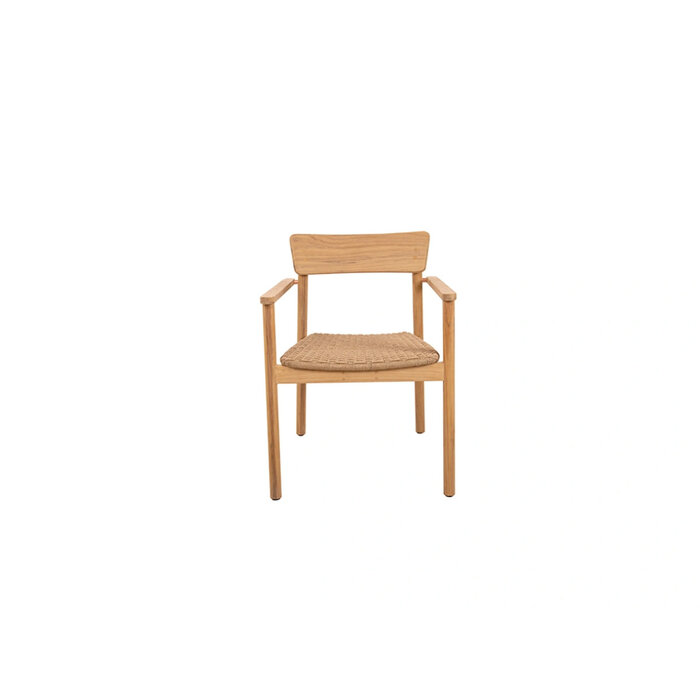 Traditional Teak Traditional Teak Carmen dining stacking chair - teak frame - natural rope -  kussen Champagne