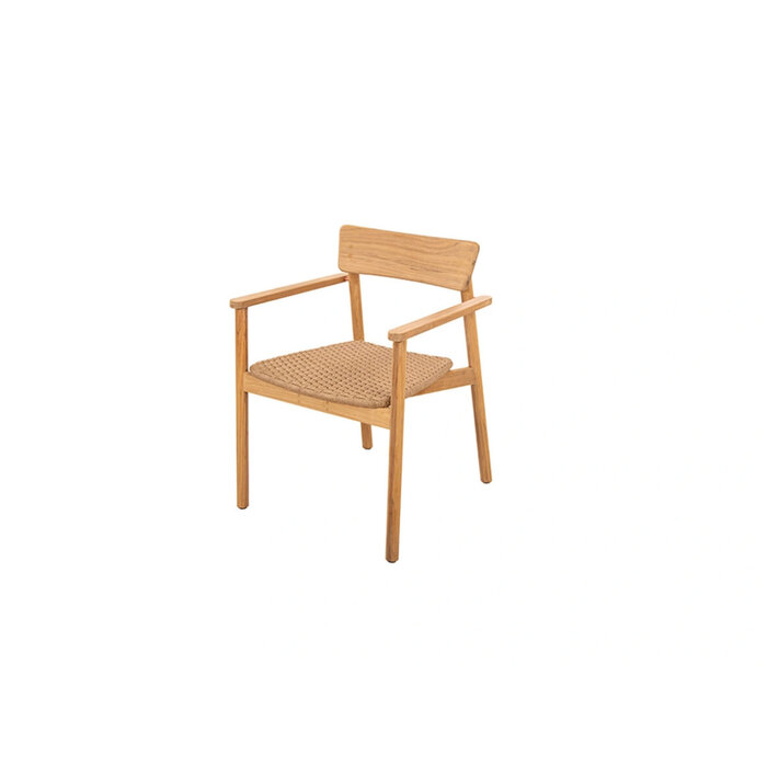 Traditional Teak Traditional Teak Carmen dining stacking chair - teak frame - natural rope -  kussen Champagne