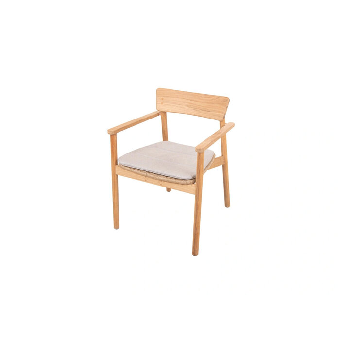 Traditional Teak Traditional Teak Carmen dining stacking chair - teak frame - natural rope -  kussen Champagne