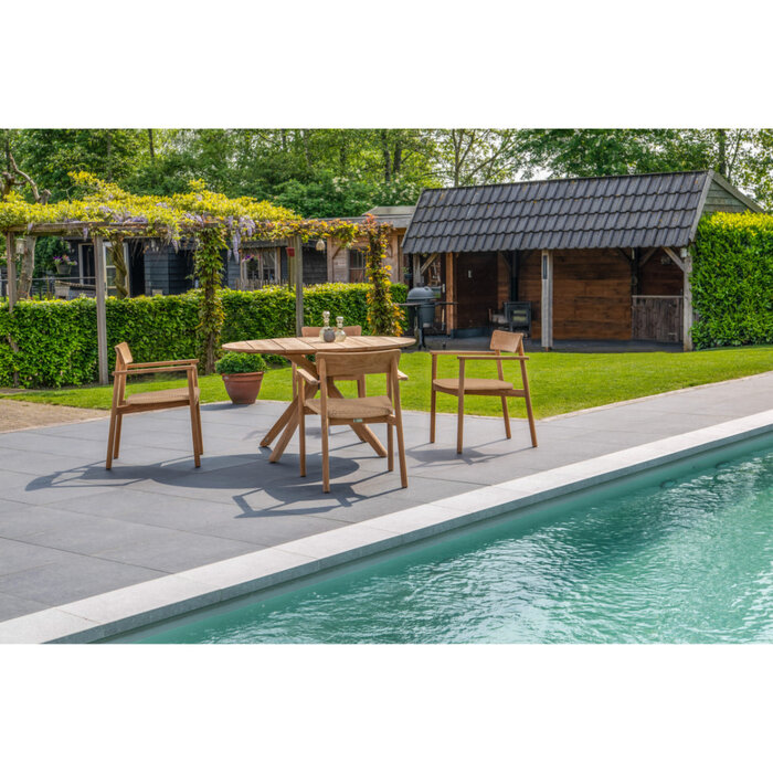 Traditional Teak Traditional Teak Carmen dining stacking chair - teak frame - natural rope -  kussen Champagne