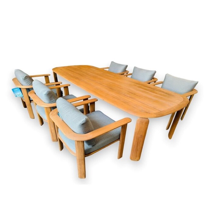Higold Higold Pallisad 7dlg. dining set honey brown teak -charcoal gray fabric