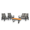 Tierra Outdoor Valencia 4-piece 2-seater sofa set Charcoal gray + table teak top