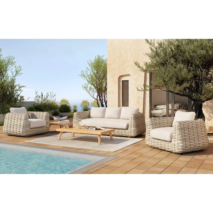 Tierra Outdoor Tierra Outdoor WAKKANDA SOFA set 4-delig Kubo wicker/ crême white kussens +teak top