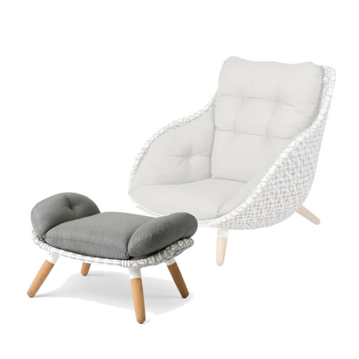 Tierra Outdoor Tierra Outdoor King Footstool White/Taupe -Charcoal cushions - TO-5180