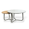 Callisto Girona side tables Side table set dia 70x42cm alu. top - dia55x38 w. teak top