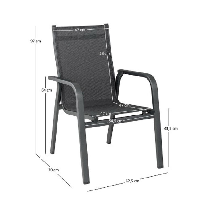 Kettler Kettler EASY CURVE stapelfauteuil alu-text. Grijs