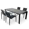 Hamilton Bay OUTDOOR  5-piece dining set with 4 aurora alu. +Teak arms and SAMOS 200*100cm Ceramic stone