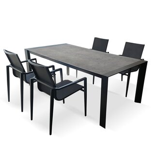 Hamilton Bay Outdoor Hamilton Bay OUTDOOR  5-piece dining set with 4 aurora alu. +Teak arms and SAMOS 200*100cm Ceramic stone