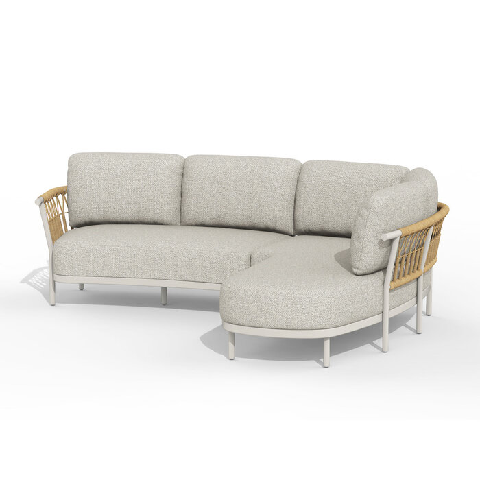 Tierra Outdoor Tierra Outdoor Fresca Lounge Set Organic Complete Left Creme White -Dove cushions - TO-7714