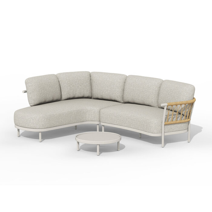 Tierra Outdoor Tierra Outdoor Fresca Lounge Set Organic Complete Right Creme White -Dove cushions - TO-7715