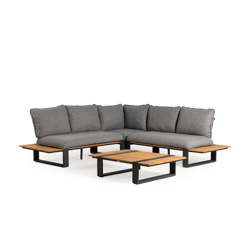 Tierra Outdoor Tierra Outdoor Seto Teak Corner Lounge Set Charcoal / Ash Grey – 247 × 247 cm