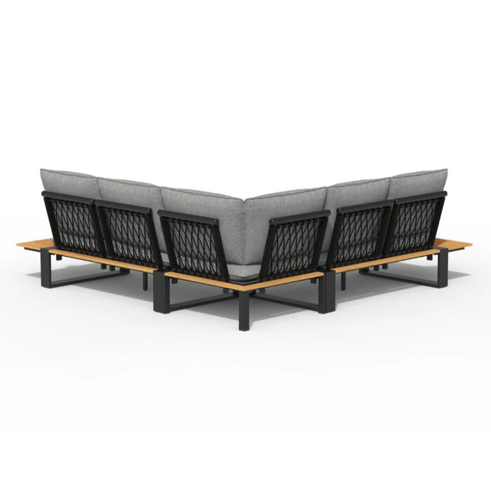 Tierra Outdoor Tierra Outdoor Seto Teak Hoek Loungeset Charcoal / Ash Grey – 247 × 247 cm