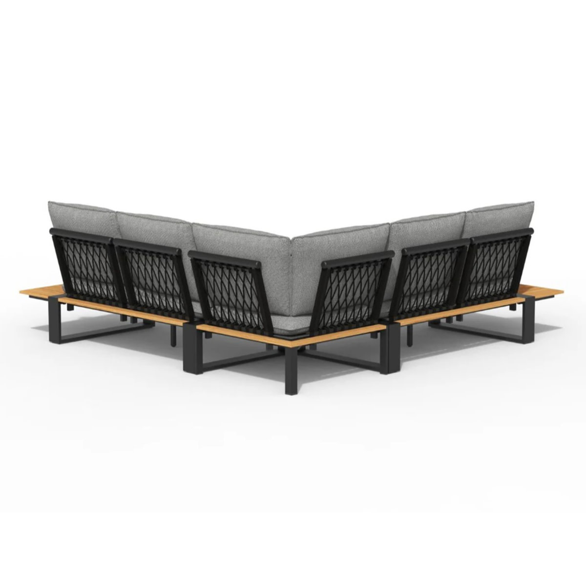 Tierra Outdoor Tierra Outdoor Seto Teak Hoek Loungeset Charcoal / Ash Grey – 247 × 247 cm