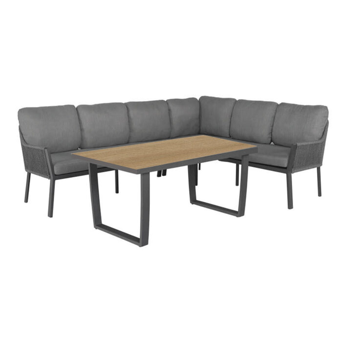 Tierra Outdoor Tierra Outdoor LIV LOUNGE DINING SET CHARCOAL, RIGHT 3-delig, MET TAFEL HPL BERGAMO