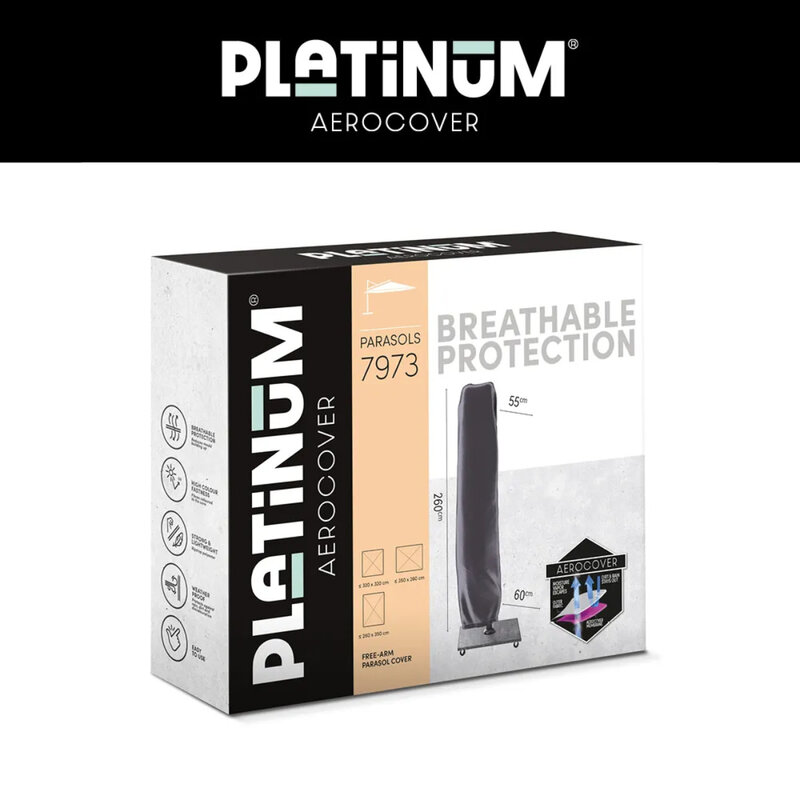 Platinum Aerocover Free-arm parasol cover H260x55/60 art.7973