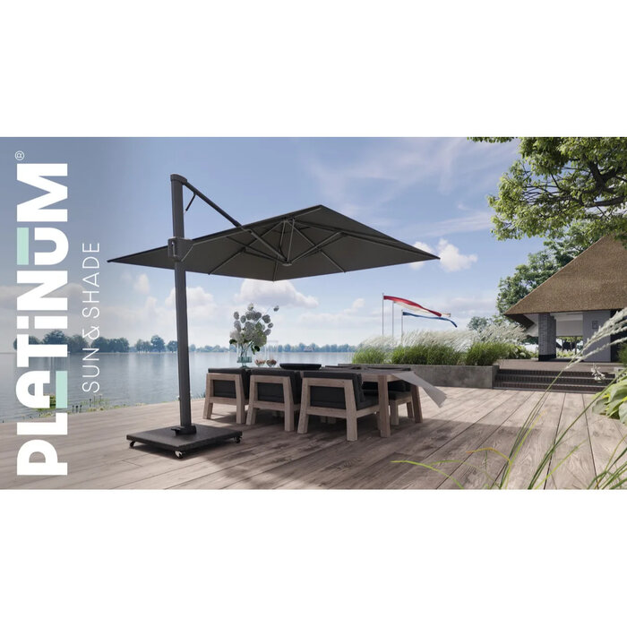 Platinum Platinum Beaufort T0 PREMIUM free arm parasol - 320x320 - Faded black, 7154P