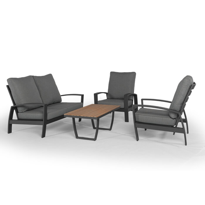 Tierra Outdoor Tierra Outdoor Valencia 4-delige 2-zitsbank setCharcoal gray + tafel teak top