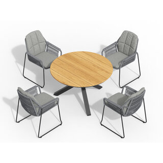 Tierra Outdoor Tierra Outdoor  5-piece garden set with 4 RIVERA armchairs Charcoal grey and  table Orbital teak 120cm