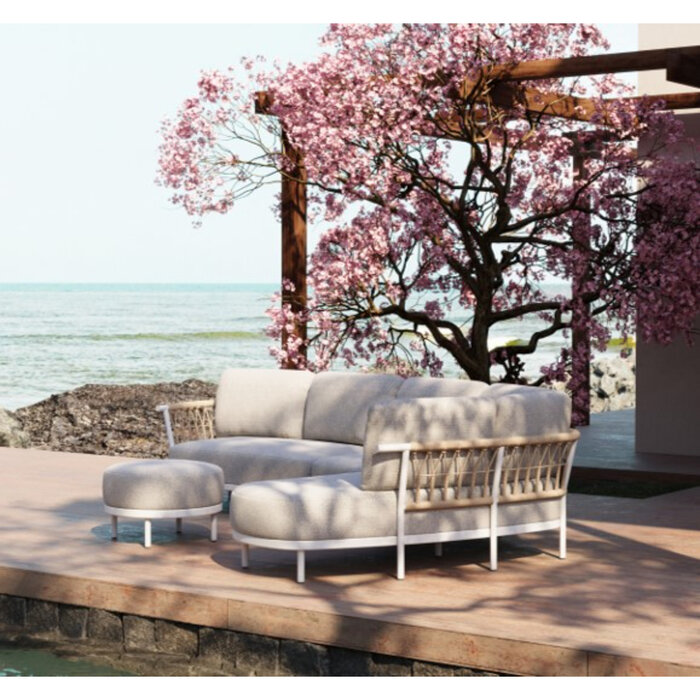 Tierra Outdoor Tierra Outdoor Fresca Lounge Set Organic Complete Left Creme White -Dove cushions - TO-7714