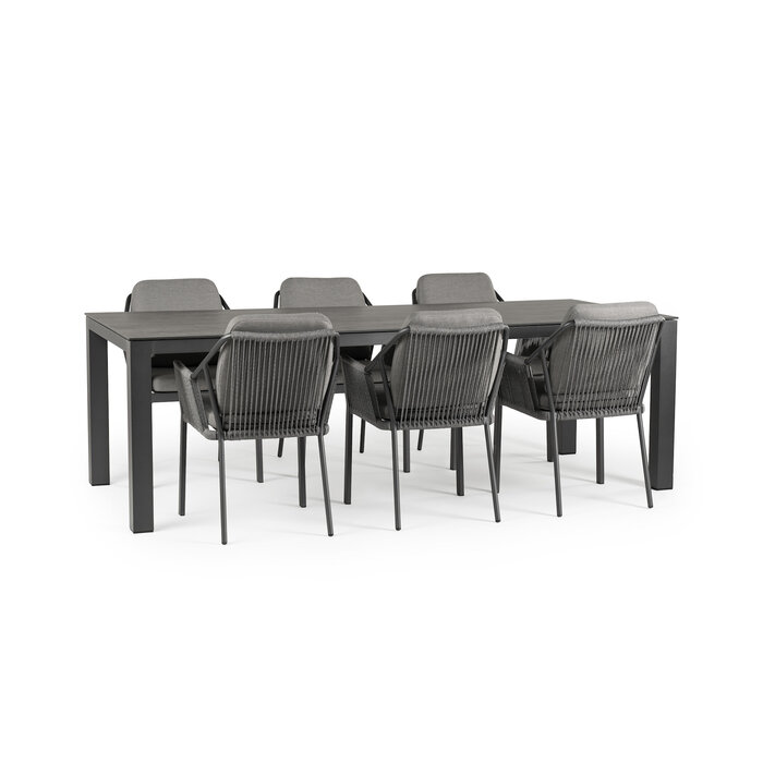 Hamilton Bay Outdoor Tierra Outdoor 7-piece garden set with 6x LIV GREY armchair and a BRIGA DEKTON KELYA table 240x100cm