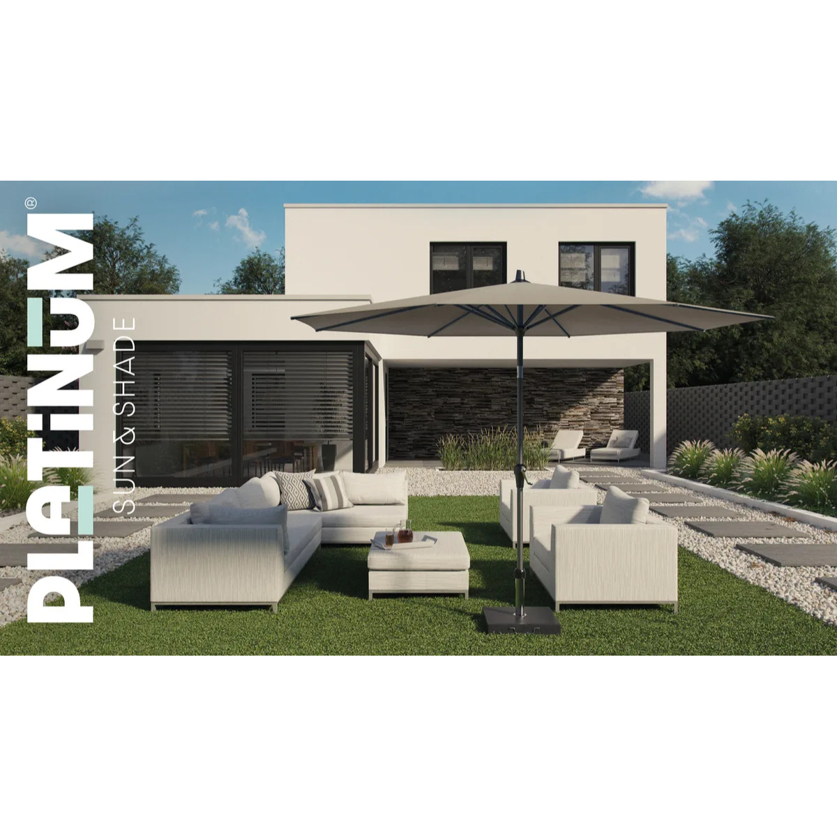 Platinum Platinum RIVA pole parasol - 250x200cm rectangular - dark grey -art.7107