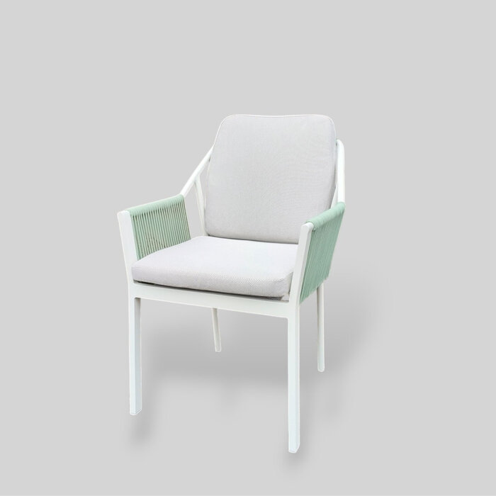 Hamilton Bay Outdoor 5-delig tuinset LIV wit- Palm Beach green en MIKA tafel +teak 182x92cm