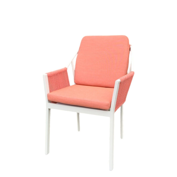 Hamilton Bay Outdoor 5-delig tuinset LIV wit- Lobster red en MIKA tafel +teak 182x92cm