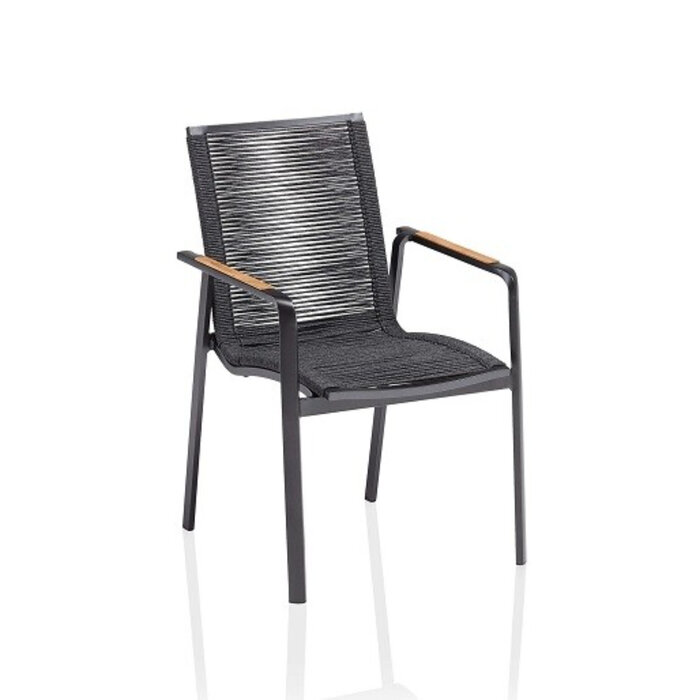 Hamilton Bay Outdoor 5-delig tuinset DIAMOND antraciet grijs en MIKA tafel +teak 182x92cm