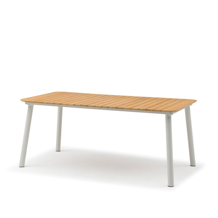 Hamilton Bay Outdoor 5-delig tuinset LIV wit- Lobster red en MIKA tafel +teak 182x92cm