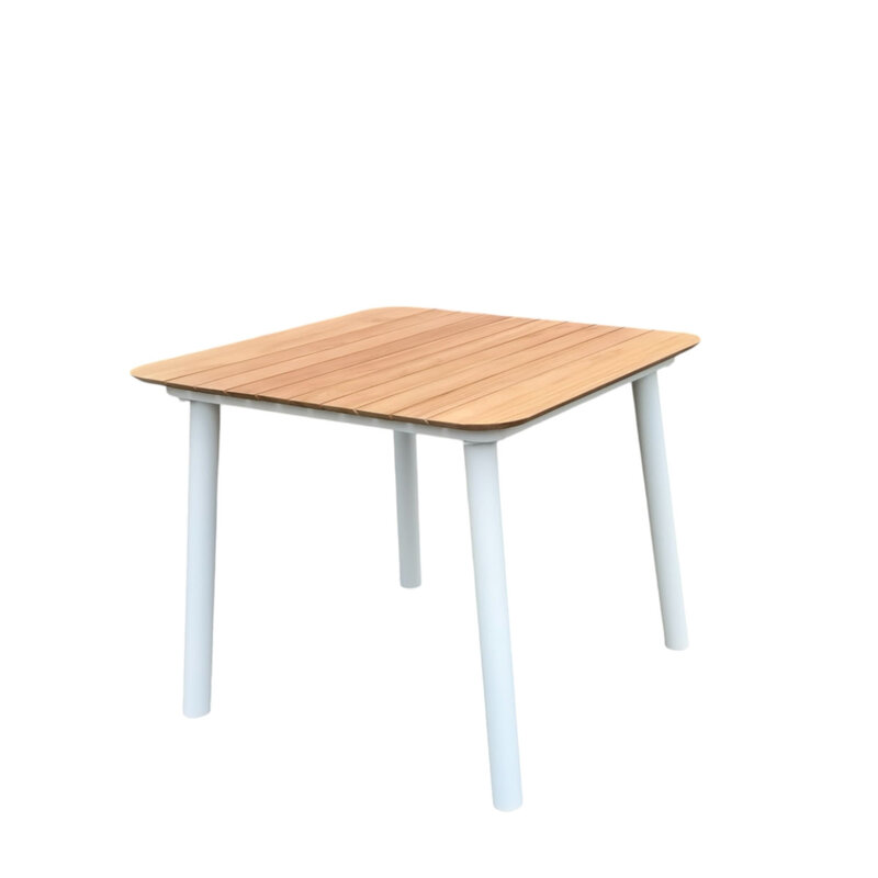 Hamilton Bay Outdoor Hamilton Bay Mika dining table 90x90cm, Natural teak top w. frame WHITE