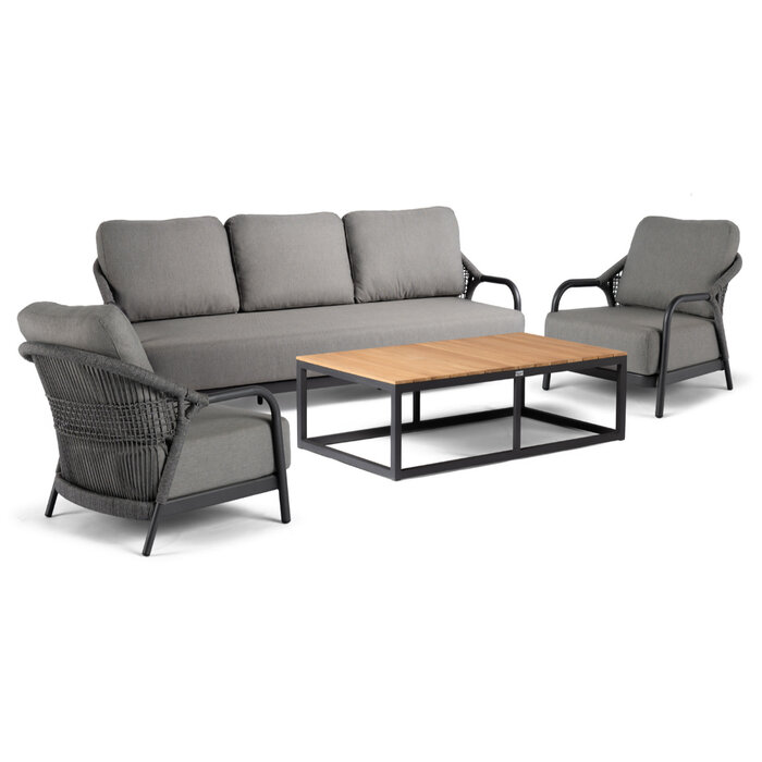 Tierra Outdoor Tierra Outdoor Fiona 4-delige 3-seater sofa set antraciet frame / charcoal grijs kussens