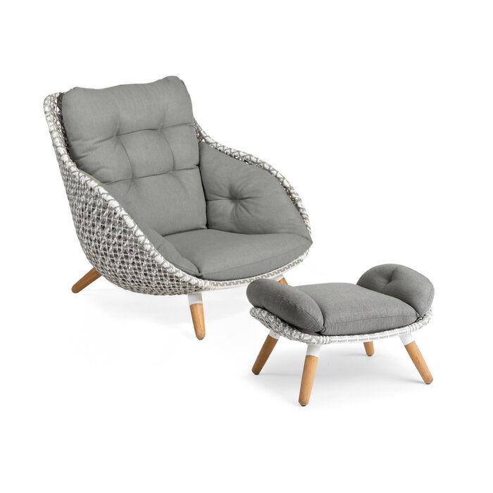 Tierra Outdoor Tierra Outdoor King Lounge Chair White/Taupe -Charcoal cushions - TO-6175