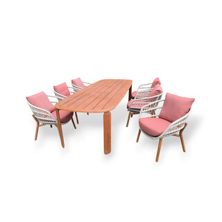 Higold Higold 7piece dining set with Vasca armchairs - Pallisad table 265x100cm teak - honey brown finish
