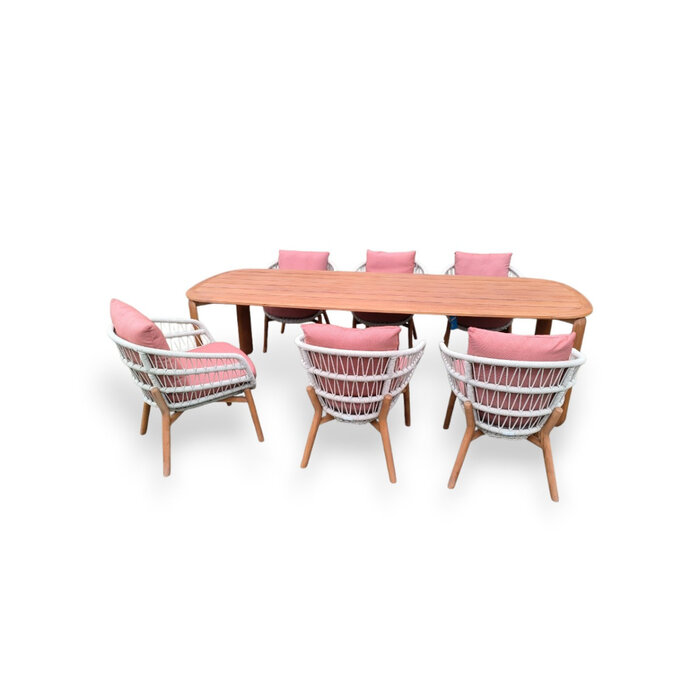 Higold Higold 7piece dining set with Vasca armchairs - Pallisad table 265x100cm teak - honey brown finish