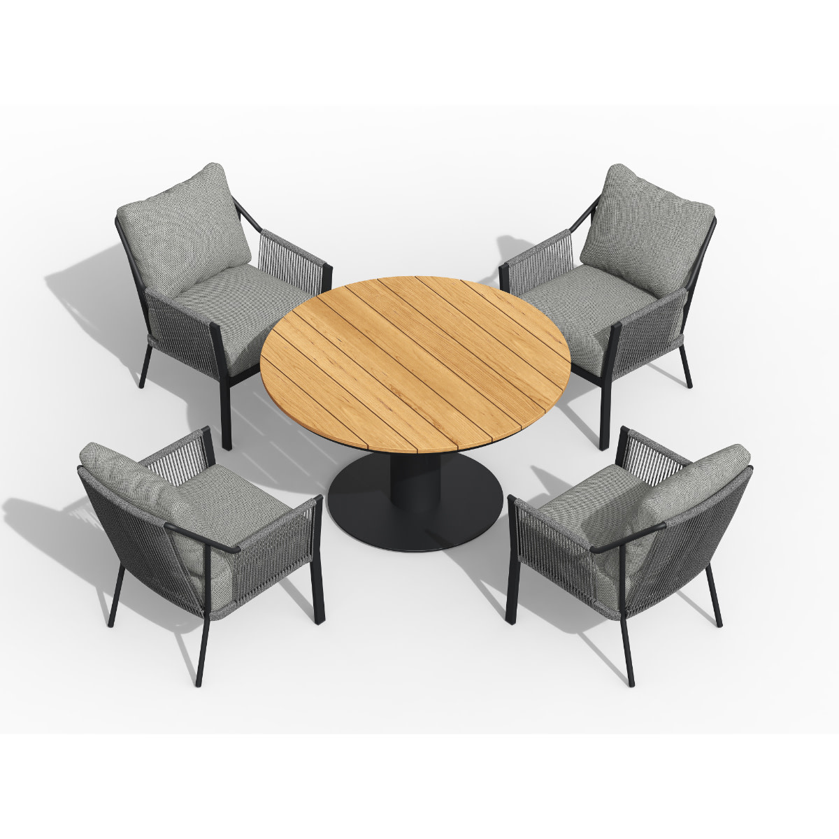 Tierra Outdoor Tierra Outdoor LOW Dining Table  MORENA - 120cm round - Charcoal frame - Teak top- TO-5676